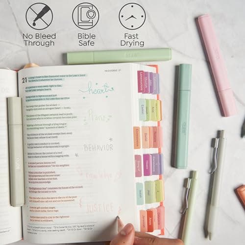 BLIEVE - Aesthetic Highlighters and Gel Pens With Soft Ink and Chisel Tip, Bible Highlighters and Pens No Bleed, Dry Fast Easy to Hold, for Bible Journaling Planner School Supplies (PASTEL)