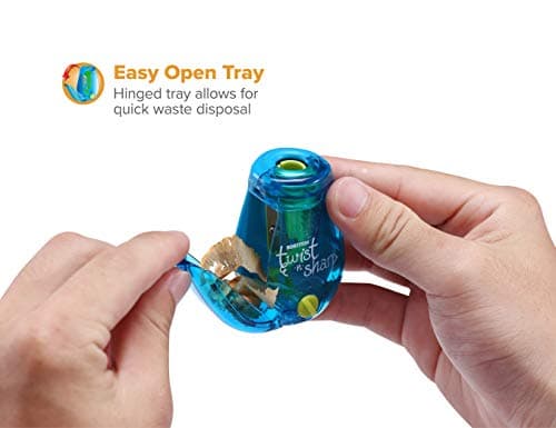 Bostitch Office Twist-n-Sharp Pencil Sharpener, for Kids & Colored Pencils, Assorted Colors (PS1-BLUE-2PK)