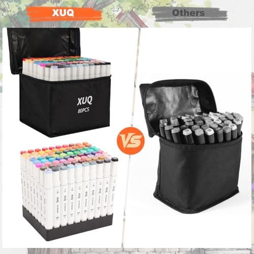XUQ Alcohol Markers, 80 Colors Dual Brush Tip Permanent Art Markers, Coloring Marker, for Book Painting Card Making, Christmas gift for Adults Great Value Pack for Beginners