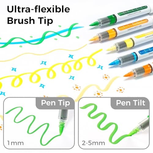 Ohuhu Acrylic Paint Markers Brush Tip: 48 Pack Automatic Ink Control Acrylic Markers High Opacity Paint Pens Waterproof Lightfast for Rock Painting 3D Prints Easter Eggs Wood DIY Crafts- Nahuku