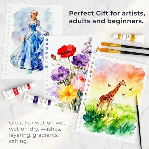 Nicpro Watercolor Paint Set for Adults, 36 Colors Watercolor Tube (12ml,0.4oz) with10 Paint Brushes, 25-Sheet Watercolor Paper Book, Palette, Water Color Painting Supplies for Artists Beginners Gift