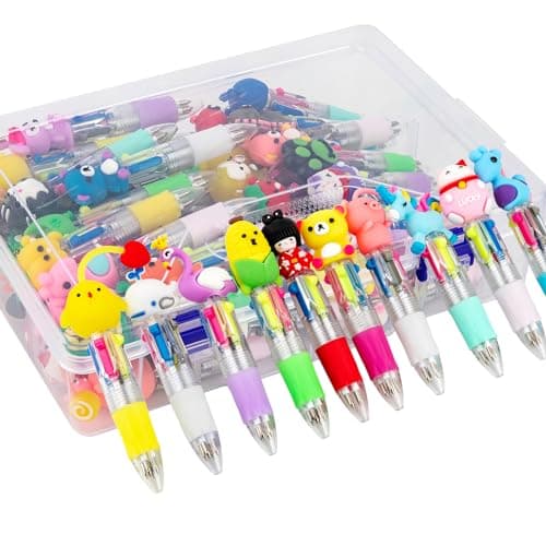 HNSYYF 60-Pack Multicolor Pen in One - Cute Pens for Kids - 4-in-1 Ballpoint Pens, Perfect for Birthday & Children's Party Favors, Classroom Prizes & School Supplies