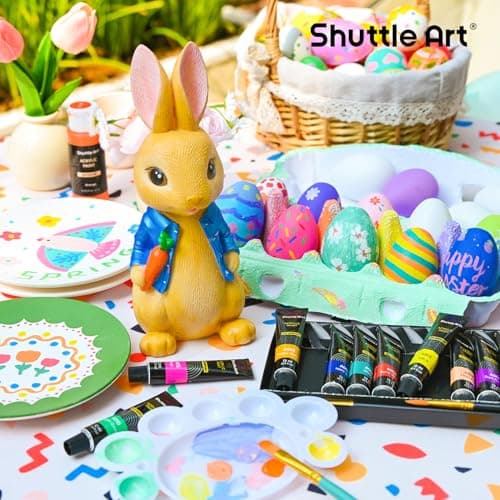 Shuttle Art Acrylic Paint Set, 30 x12ml Tubes Artist Quality Non Toxic Rich Pigments Colors Great for Kids Adults Professional Painting on Rocks Canvas Wood Clay Fabric Ceramic Crafts