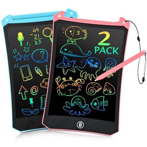 EooCoo Toddler Toys, LCD Writing Tablet for Kids 2 Pack, Toddler Travel Essentials Drawing Pad, Mess Free Coloring Books, Road Trip Activities, Age 3-5 Girls Boys Gifts - 8.5 Inch