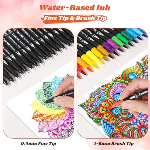 Taotree 36 Colors Dual Tip Art Markers Pens for Adult Coloring Books, Artist Fine & Brush Tip Coloring Marker Drawing Pens for Journaling Note Taking Lettering Calligraphy Craft Art Supplies Set