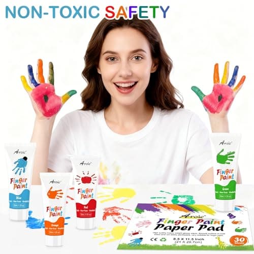 AROIC 8PCS Washable Finger Paint, Non-Toxic Finger Paints 8Colors(1.05fl oz), Art Supplies Painting Supplies Gifts, Hand Paint DIY Crafts for Children Age 13+ and Adults