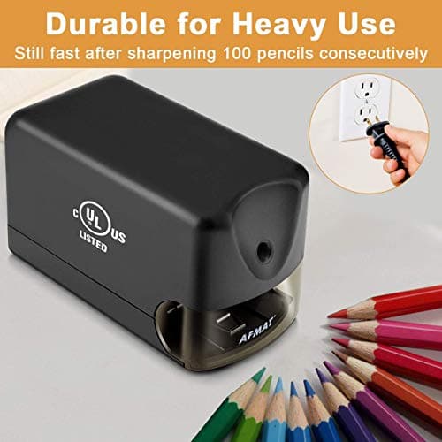 AFMAT Electric Pencil Sharpener, Heavy Duty Pencil Sharpener for Classroom, 6.5-8mm No.2/Colored Pencils, UL Listed, 10,000+ Sharpenings, Electric Pencil Sharpeners for Home, Office, School PS13