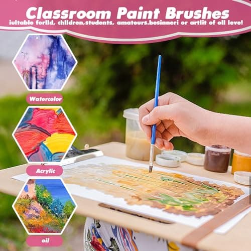 ZRLEI Small Paint Brushes Bulk, 110 Pcs Flat Tip Round Acrylic Paint Brushes for Kids Classroom Acrylic Watercolor Canvas Face Painting Touch Up