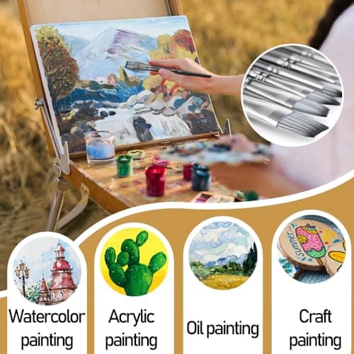 Transon Artist Paint Brush Set of 12 for Watercolor Acrylic Gouache Oil and Tempera Painting