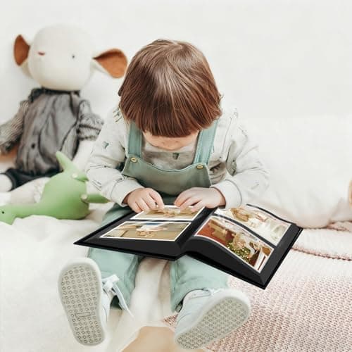 Popotop Photo Album 4x6 200 Pockets for Wedding Gifts,Linen Hardcover Picture Albums for Family Anniversary Baby Vacation Pictures