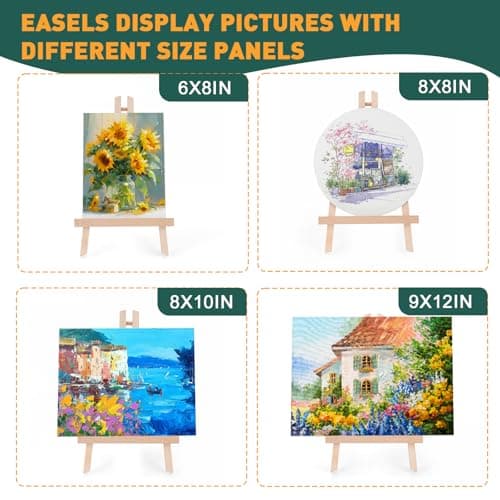 ESRICH Acrylic Paint Canvas Set,52 Piece Professional Painting Supplies Kit with 2 Wood Easel,2 * 12Colors,2 * 10 Brushes,Circular Canvas Etc,Premium Paint Kit for Kids,Students, Artists and Beginner