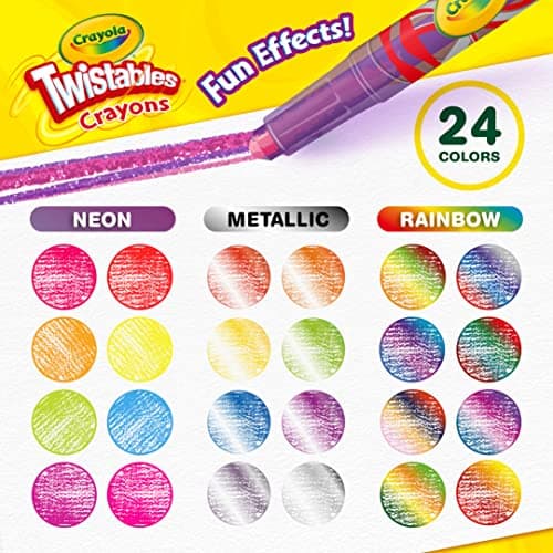Crayola Twistables Crayons for Kids (24ct) School Supplies for Toddlers, Less Mess Coloring, Gifts for Boys & Girls, Ages 3, 4, 5