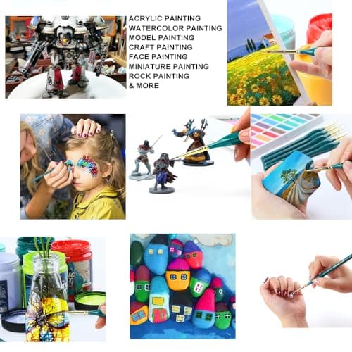Transon 6Pcs Extra Fine Detail Brushes for Model Miniature Painting and Also Acrylic Watercolor Painting