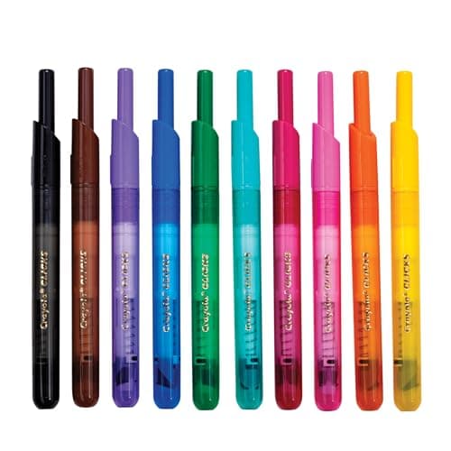 Crayola Clicks Retractable Tip Markers (10ct), Washable Cone Tip Art Marker Set, School Classroom & Craft Supplies for Coloring Books, Ages 3+