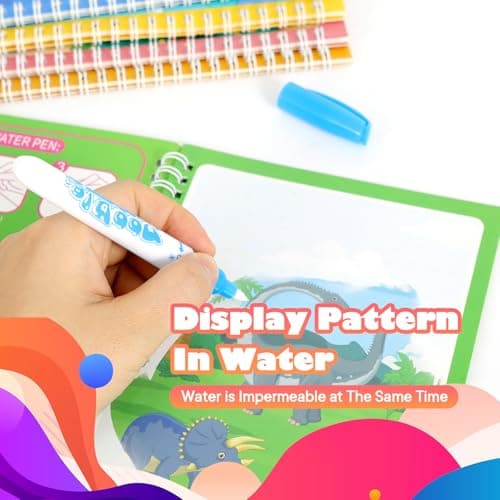 CMTOOP 5 Pack Reusable Water Coloring Book for Toddlers, Water Doodle Book Toys, Paint with Water Books,Mess-Free Coloring Book, Portable Educational Doodle Drawing Toy,Educational Learning Kits Gifts