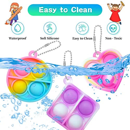 ONKULL Pop Fidget Keychain 30 Pack ,Mini Fidget Toys Bulk ,Sensory Toys for Kids ,Party Favors for Kids 4-8,8-12 Year ,Back to School Gifts for Classroom ,Back to School for Students Goodie Bags