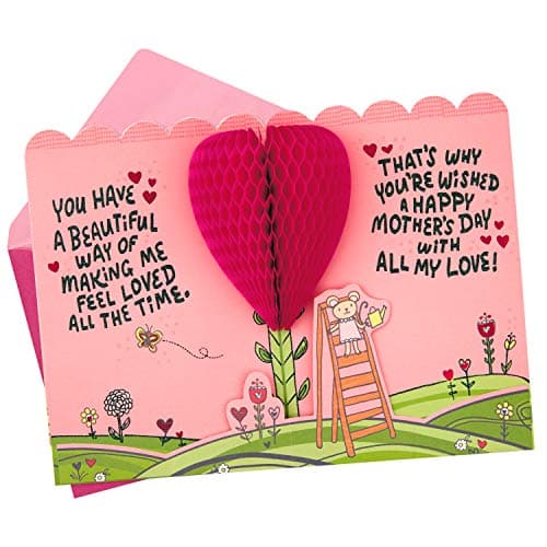 Hallmark Pop Up Mothers Day Card for Grandmother from Kids (3D Honeycomb Heart)