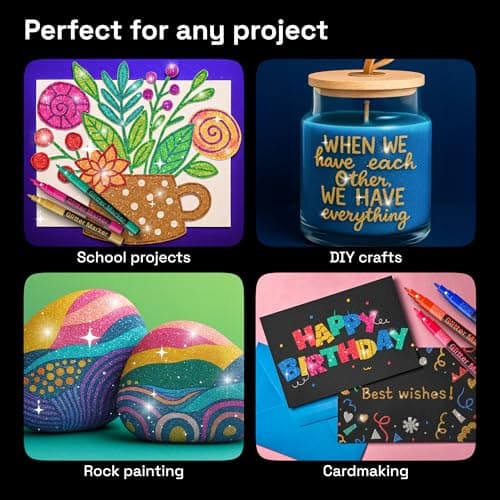 ARTISTRO 12 Glitter Paint Pens for Glass Marking, Rock Painting, Ceramic, Wood, Fabric, Scrapbooking, DIY Craft Making, Coloring - Acrylic Paint Markers Extra-Fine Tip 0.7mm