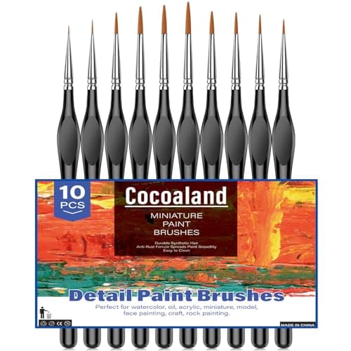 10Pcs Micro Paint Brushes Set with Triangular Handles - For Acrylic, Watercolor, Crafts, Models