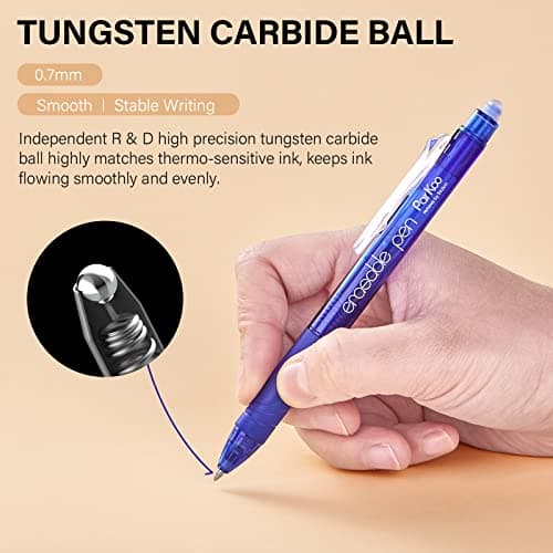 ParKoo Retractable Erasable Gel Pens Clicker, Fine Point 0.7mm, Assorted Color Inks for Drawing Writing, 10-Pack