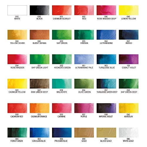 Kuretake GANSAI TAMBI Watercolor Paint Set 36 Colors, Professional-quality art supplies for artists adult painting sketching, Non-Toxic, Made in Japan