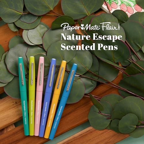 Paper Mate Flair Nature Escape Scented Felt Tip Pens, Medium Point (0.7mm), Assorted Colors, 16 Count - Perfect for Journaling, Writing, Coloring, Teacher Supplies