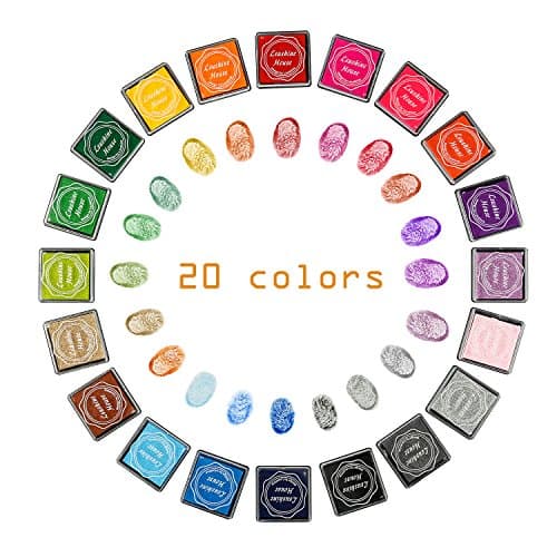 Lsushine Craft Ink Pad Stamps Partner DIY Color,20 Colors Rainbow Finger Ink pad for Kids (Pack of 20)