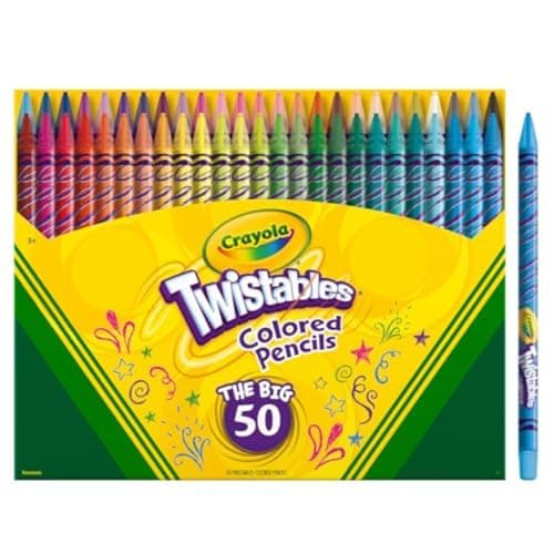 Crayola Twistables Colored Pencil Set (50ct), No Sharpen Colored Pencils For Kids, Kids Art Supplies for Back to School, 4+ [Amazon Exclusive]