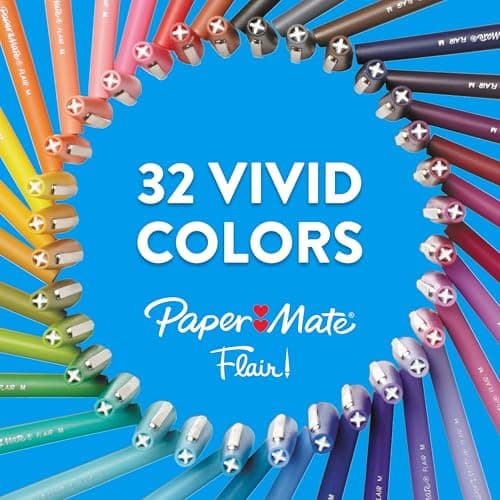 Paper Mate Flair Felt Tip Pens, Medium Point (0.7mm), 12 Count - For Arts & Crafts, Note-Taking, Journaling, School Supplies for Teachers & Students