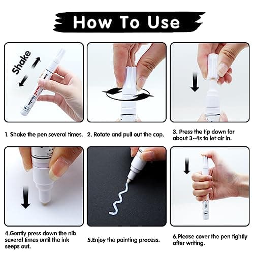 Artsunlvy White Paint Pens marking pens Permanent Markers - 2 Pack Oil Based Waterproof Markers for Tire, Rubber,Wood, Rocks, Metal, Canvas,Plastic, Dark Surface,Craft office Supplies,Medium Point