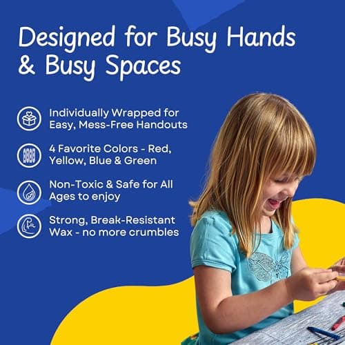 CrayonKing 100 Bulk Crayons – 25 Individually Wrapped Cello Packs of 4 | Crayon Party Favors for Kids | Restaurants, Classrooms & Goodie Bags | Non-Toxic