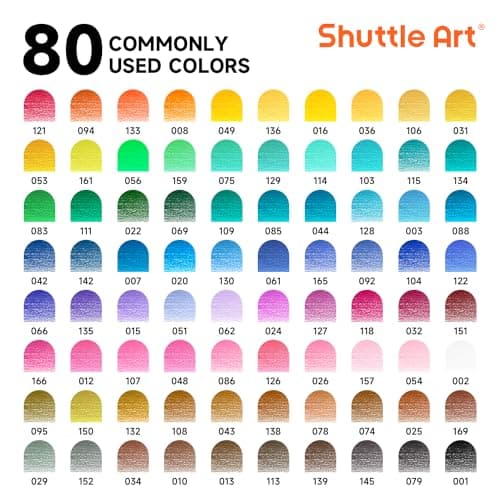 Shuttle Art 80 Colored Pencils, Colored Pencils for Adult Coloring, Soft Core Color Pencil, Drawing Supplies for Adults Kids Artists Beginners Drawing Coloring Sketching