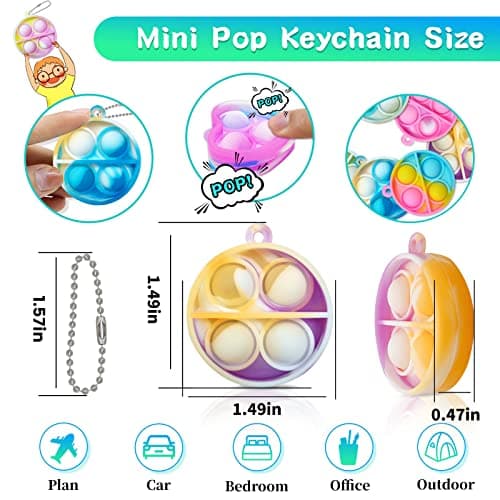 ONKULL Pop Fidget Keychain 30 Pack ,Mini Fidget Toys Bulk ,Sensory Toys for Kids ,Party Favors for Kids 4-8,8-12 Year ,Back to School Gifts for Classroom ,Back to School for Students Goodie Bags