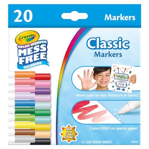 Crayola Color Wonder Marker Refill Set (20ct), Mess Free Broad Line Markers for Toddlers, Mess Free Coloring for Kids, Toddler Gifts