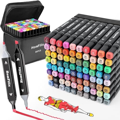 HomFilix Alcohol Markers: 80 Colores para Colorear como Profesional