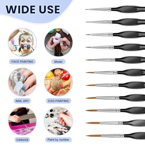Detailing Paint Brush, 11 Pcs Miniature Paint Brushes with Triangular Handles, Art Paint Brushes for Acrylic Painting, Model, Face, Figurine, Watercolor, Oil, Paint by Numbers Kit for Adults
