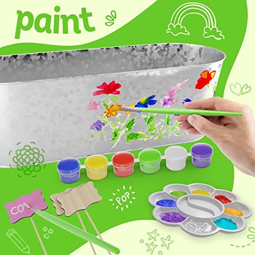 Dan&Darci Paint & Plant Flower Growing Kit for Kids - Gift Ideas Age 5 6 7 8-12 Year Old Girl - Birthday Crafts Gifts for Girls & Boys, Fun Gardening Kits, Art Projects for Ages 5-12 Years