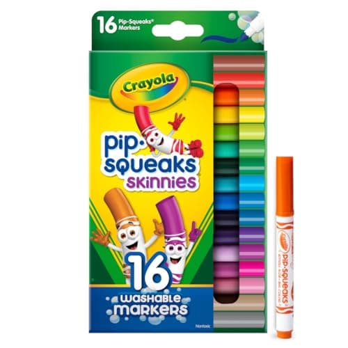Crayola Pip Squeaks Skinnies Washable Marker Set (16ct), Mini Markers for Toddlers, Thin Coloring Markers for Kids, Spring Crafts Supplies