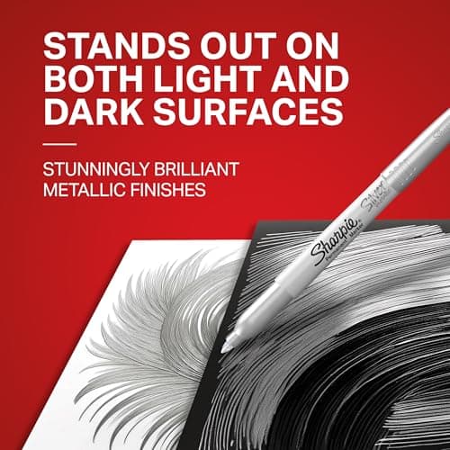 Sharpie Metallic Permanent Markers, Fine Point, Silver, 2 Count - For Black Paper or Dark Surfaces, Arts & Crafts, Posters