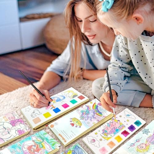 Paint with Water Coloring Books for Kids, Pocket Mess Free Watercolor Painting Sets for Toddlers, Art and Craft Drawing Activities Gifts for Kids Ages 4 5 6 7 8+, Travel Activity Toys - Princess