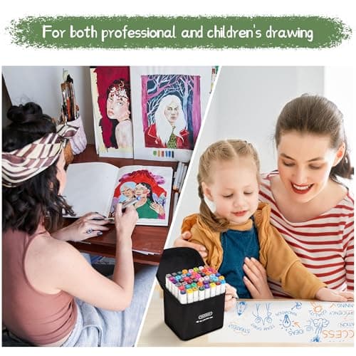 YASNAY Alcohol Markers, 48 Colors Dual Tip Art Marker, Drawing Markers, Coloring Marker for Kids Sketching Adult Coloring