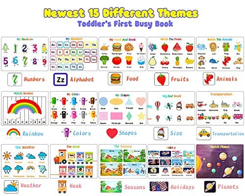 Huijing Montessori Preschool Learning Activities Busy Book - Workbook Activity Binder / Toys for Toddlers, Autism Learning Materials and Tracing Coloring Book