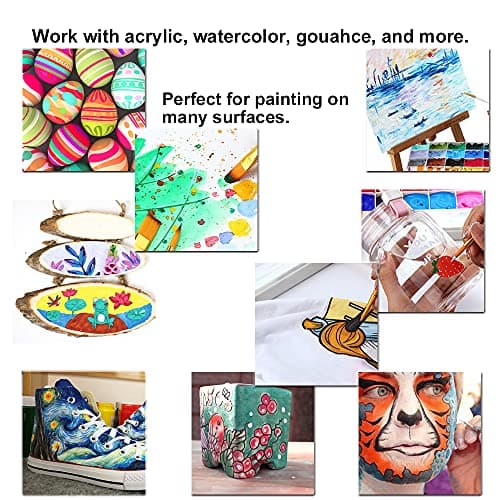 Transon 20pcs Art Painting Brush Set for Acrylic Watercolor Gouache Hobby Craft Face Painting Black