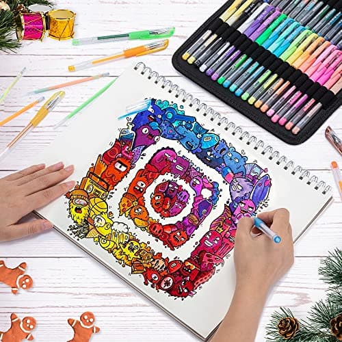 Gel Pens for Adult Coloring Books, 160 Pack Artist Colored Gel Pen with 40% More Ink, Black Case. Perfect for Drawing Doodle Crafts Journaling Planner