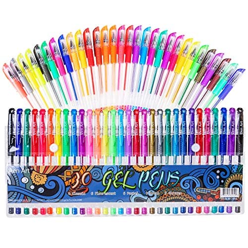 Aen Art Gel Pens for Adult Coloring Books, 30 Colors Fine Point Gel Marker Pen with 40% More Ink for Drawing, Bullet Journaling, School Craft Supplies