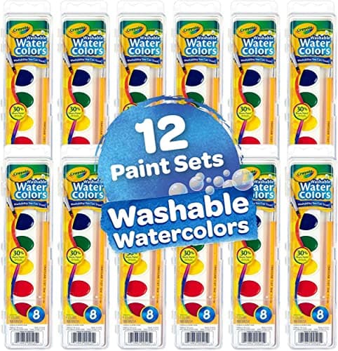 Crayola Washable Watercolor Paint Sets for Kids (12ct), Bulk Classroom Art Supplies for Preschool & Kindergarten, Easter & Spring Crafting Activities for Toddlers