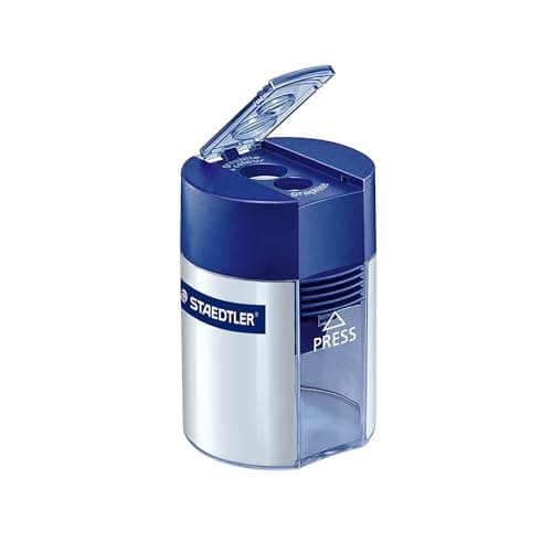 STAEDTLER Double-Hole Tub Pencil Sharpener: Dual Size Manual Sharpener for Standard Graphite & Colored Pencils - Compact Design - Ideal for Classroom, Home, Office, & Art Studio