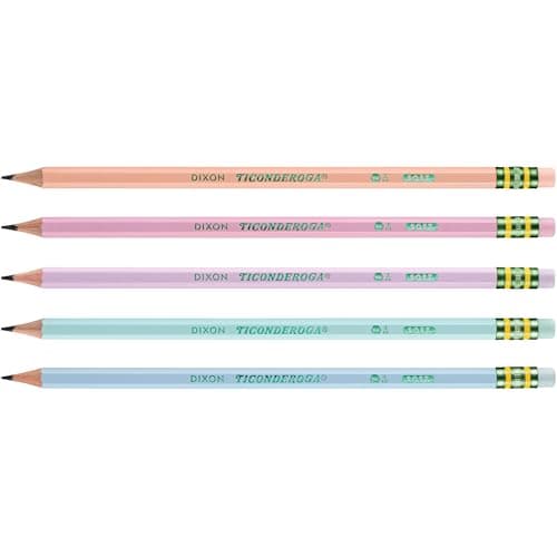 Ticonderoga® Pastel Pencils, 2 Soft, Assorted Colors, Pack Of 10 Pencils