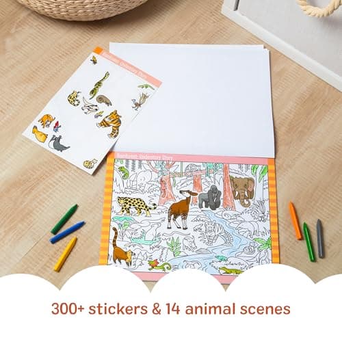 Melissa & Doug Seek & Find Sticker Pad – Animals, 400+ Stickers & 14 Scenes to Color, Search & Find Sticker Activity Pad for Coloring & Matching, Creative Learning Toys for Kids 4+ - FSC Certified