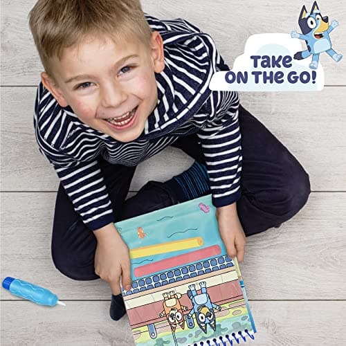 Horizon Group USA Bluey Aqua Art - Reusable Water Reveal Activity Pages With Water Pen for No-Mess Drawing and Coloring